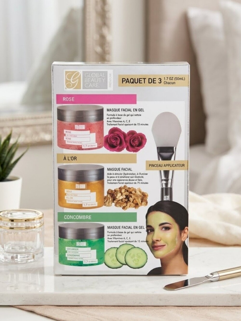 Global Beauty Care Gel Facial Mask Kit 3 Pieces New In Box.